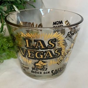 Vintage Las Vegas hotel casino souvenir black and gold glass ice bucket